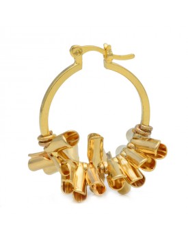 Brinco Dourado Argola Pequena Com Tubos