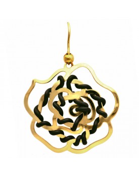 Brinco Dourado Rosa Grande Com Silicone