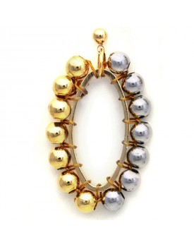 Brinco Oval Dourado E Prata
