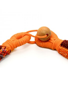 Colar Miçangas E Vidrilhos Laranja E Vermelho