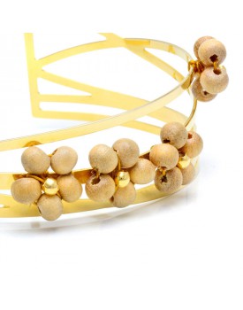 Pulseira Dourado Com Bolinhas De Pau Marfim