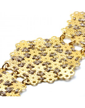 Pulseira Dourada Margaridas Caseadas