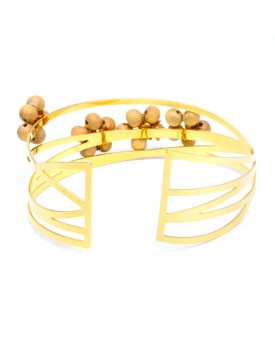 Pulseira Dourado Com Bolinhas De Pau Marfim