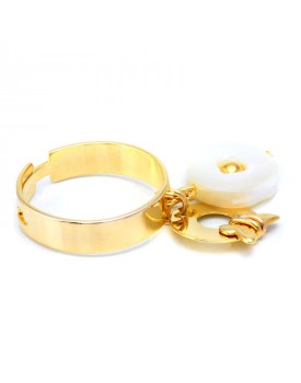 Anel Dourado Disco De Madrepérola