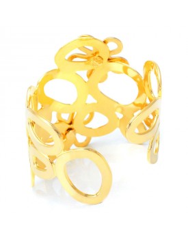 Anel Dourado Bolhas Com Flor Vazada