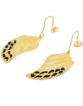 Brinco Dourado Asa Caseado Silicone Marrom