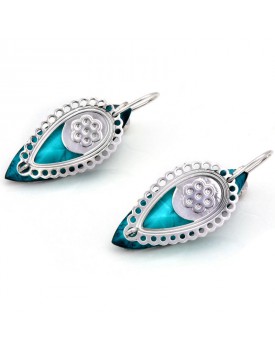 Brinco Prateado Chaton Azul Gota