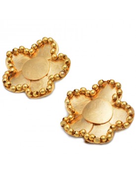 Brinco Dourado Flor 5 Pétalas Com Bolinhas