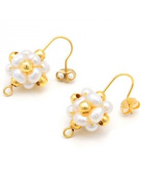 Brinco Dourado Cachos De Pérolas