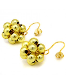 Brinco Dourado Resina Perolada Dourada