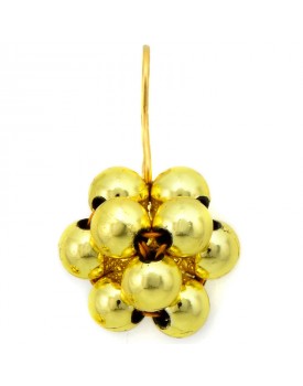 Brinco Dourado Resina Perolada Dourada