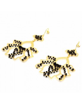 Brinco Dourado  Flor De Lótus Com Miçangas
