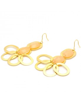 Brinco Dourado Com Resina Oval Champanhe