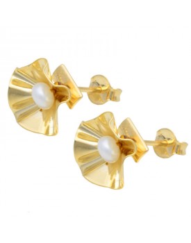 Brinco Dourado Flor De Paetê