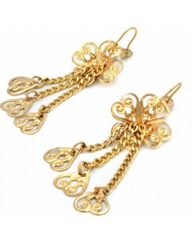 Brinco Dourado Flor  E Corrente