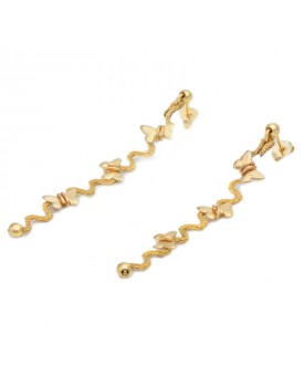 Brinco Dourado Zig-Zag De Borboletas