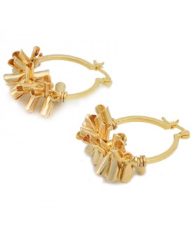 Brinco Dourado Argola Pequena Com Tubos