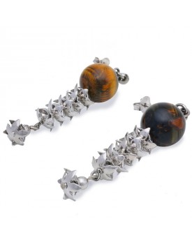 Brinco Prateado Olho De Tigre