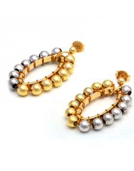 Brinco Oval Dourado E Prata