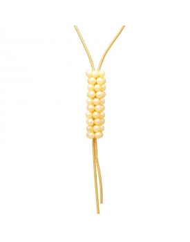 Colar Dourado Cacho De Pérolas De Resina Creme