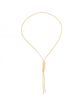 Colar Dourado Cacho De Pérolas De Resina Creme