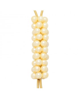 Colar Dourado Cacho De Pérolas De Resina Creme