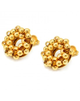 Brinco Dourado Disquinho De Bolinhas