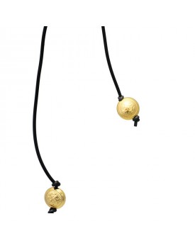 Colar Dourado Silicone Preto Com Bolas