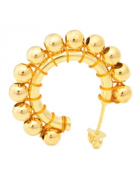 Brinco Dourado Argola Pequena Com Bolinhas Pequenas