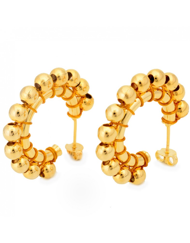 Brinco Dourado Argola Pequena Com Bolinhas Pequenas