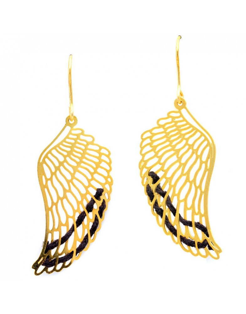 Brinco Dourado Asa Caseado Silicone Marrom
