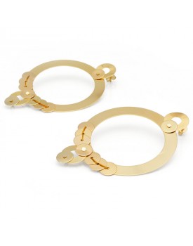 Brinco Dourado Disco Com Paetê