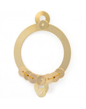Brinco Dourado Disco Com Paetê