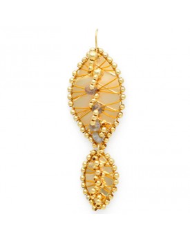 Brinco Dourado Folhas Caseadas Com Bolinhas