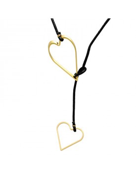 Colar Dourado Coração Grande E Pequeno