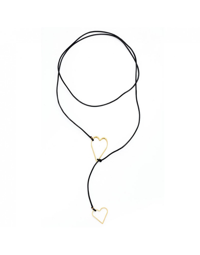 Colar Dourado Coração Grande E Pequeno