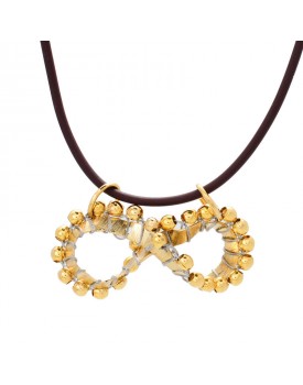 Colar Dourado Silicone Marrom Infinito