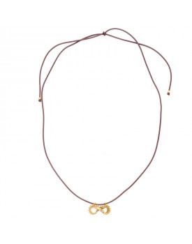 Colar Dourado Silicone Marrom Infinito