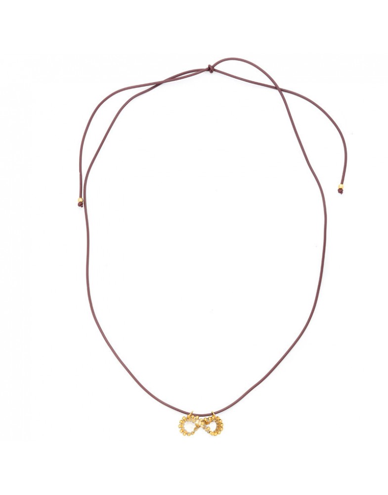 Colar Dourado Silicone Marrom Infinito