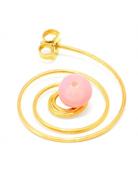 Brinco Dourado Espiral Com Pérola Rose