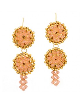 Brinco Dourado Margaridas Com Swarovisk