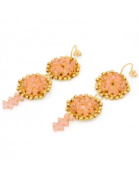 Brinco Dourado Margaridas Com Swarovisk