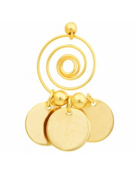 Brinco Dourado Espiral Com Paetês