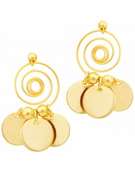 Brinco Dourado Espiral Com Paetês