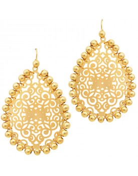 Brinco Dourado Gota Vazada Com Bolinhas