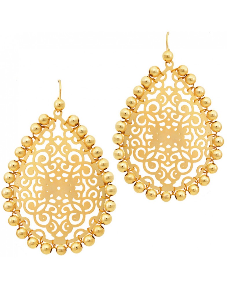Brinco Dourado Gota Vazada Com Bolinhas