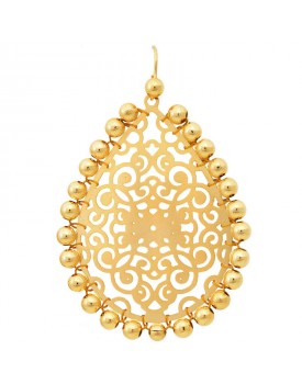 Brinco Dourado Gota Vazada Com Bolinhas