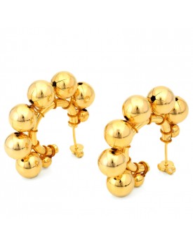 Brinco Dourado Argola Pequena Com Bolinhas Grandes