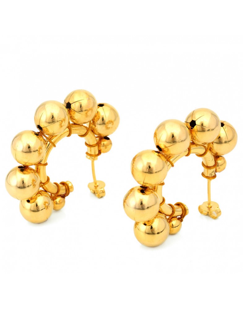 Brinco Dourado Argola Pequena Com Bolinhas Grandes