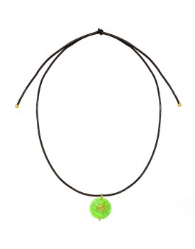 Colar Dourado Espiral Com Medalha Em Resina Verde